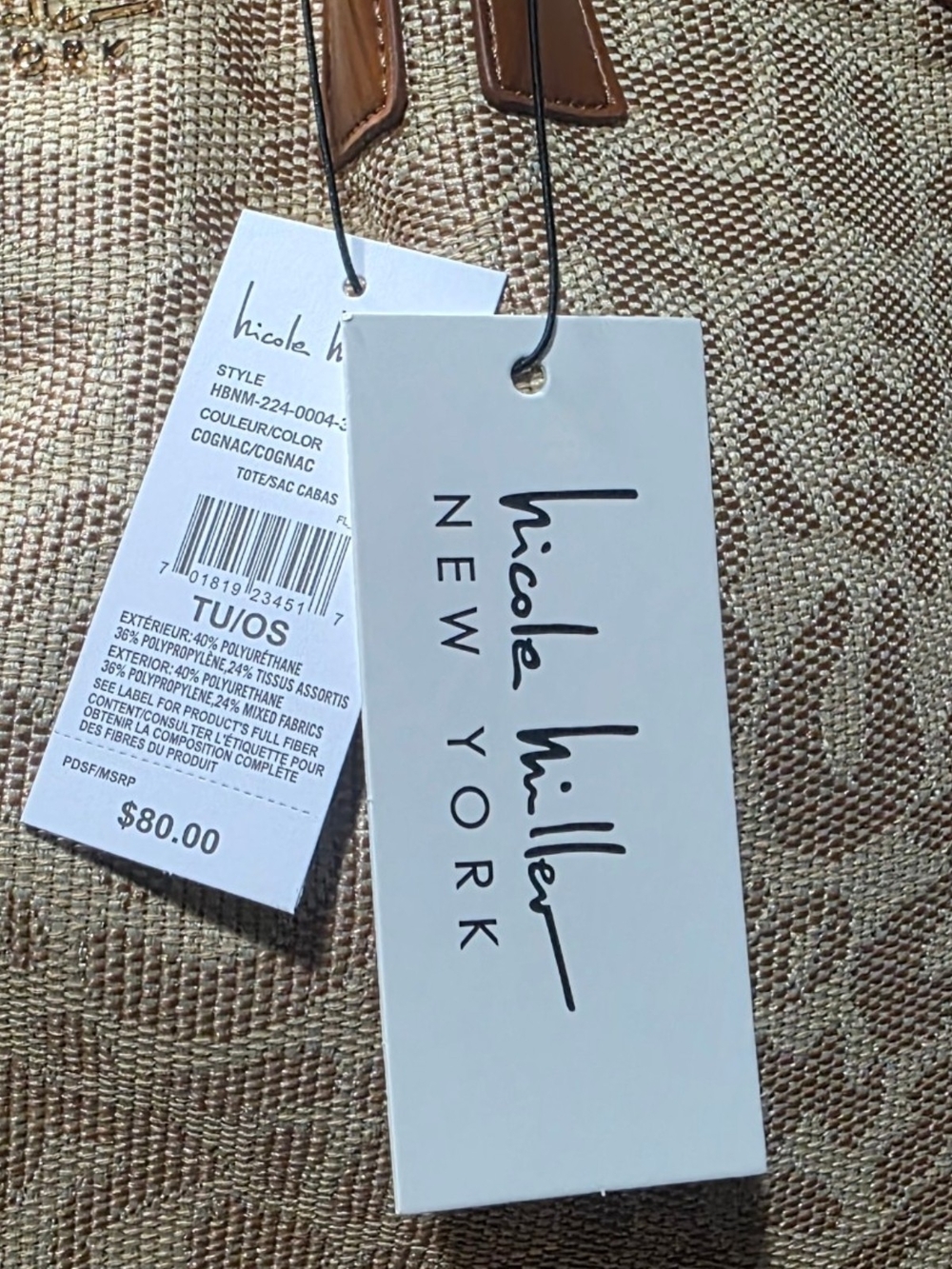 Nicole Miller New York Beige And Tan Leopard Jacquard Tote Bag No Callout NWT - Picture 5 of 12